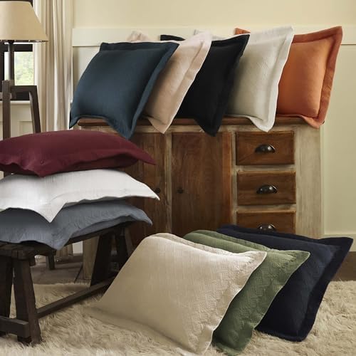 Superior 3 Piece Basketweave Cotton Bedspread Set, Home Bed Decor, Decorative Bed Spread, 2 Pillow Shams, Medium Weight Blanket, Matelasse Coverlet Bedding, Geometric Lattice Pattern, Queen, Sage