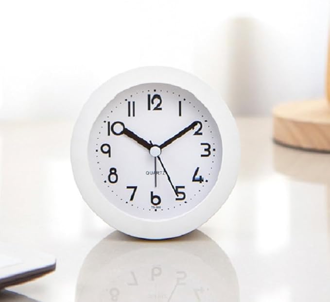 Alarm Clock with Backlight, 4 Inches White Desk Clock (White)