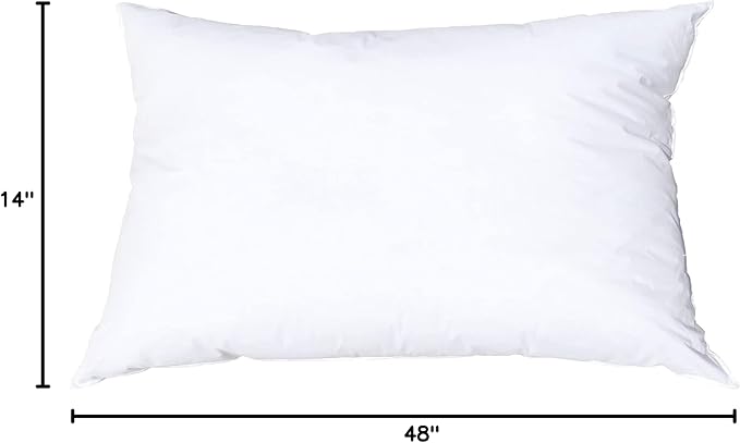 Pillowflex Synthetic Down Pillow Insert - 14x48 Down Alternative Pillow, Ultra Soft, Large Rectangle Body Sleeping Pillow, Lumbar, Long, Back - 1 Decorative Pillow Form