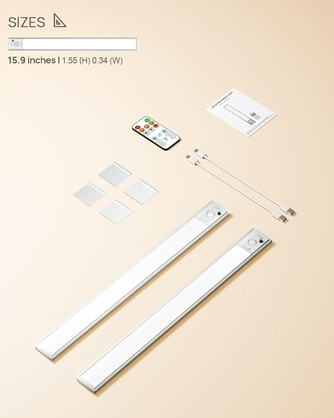 Under Cabinet Lights, 160 LED Motion Sensor Light Indoor,4000mAh USB Rechargeable Closet Light with Remote Control,3 Color Temps Wireless Under Counter Lights for Bedroom,Kitchen,Stair,Pantry