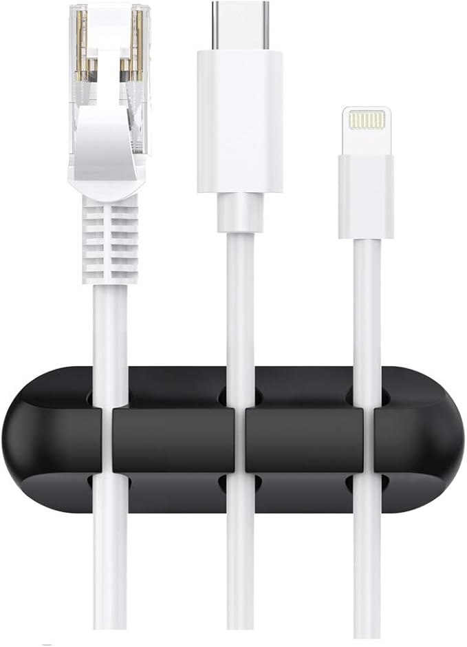 SOULWIT Cable Holder Clips, 3-Pack Cable Management Cord Organizer Clips Silicone Self Adhesive for Desktop USB Charging Cable Nightstand Power Cord Mouse Cable Wire PC Office Home