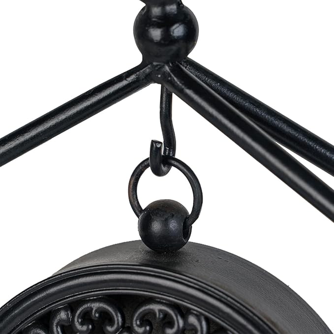 SOFFEE DESIGN 7.5'' x 10'' Mantel Clock Iron Tower Frame, Creative Bird Ornament Tabletop Clock, Silent Clock with Hollow Carved Back Cover for Home Decor, Black