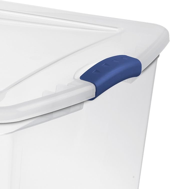 2-Pack 105 Quart Heavy Duty Plastic Storage Bins - Stackable Clear Containers with Lids & Blue Latches, Extra-Large Capacity for Bedding, Clothing, Holiday Decor, Garage & Closet Organization