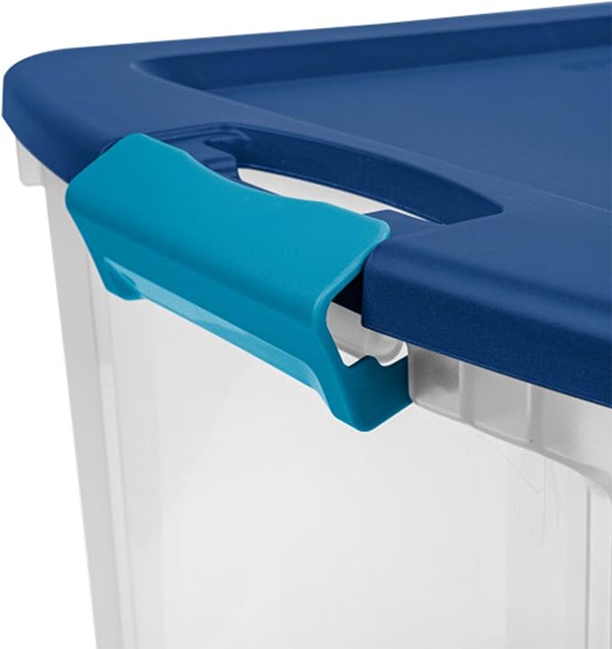 Sterilite 12-Pack Latch and Carry, Clear Plastic Storage Bins with Latching Lids and Full-Grip Handles, 18 Gallon