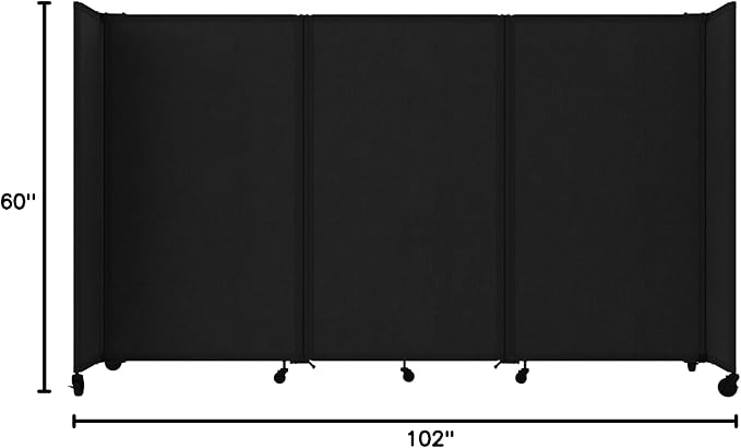 Versare Room Divider 360 Portable Wall Partition | Folding Panels | Large Freestanding Divider | Locking Wheels | Temporary Room Separator