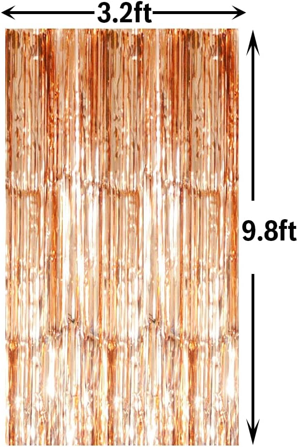 GOER 3.2 ft x 8.2 ft Metallic Tinsel Foil Fringe Curtains Party Photo Backdrop Party Streamers for Birthday,Graduation,New Year Eve Party Decorations Wedding Decor (3 Packs,Champagne Gold)