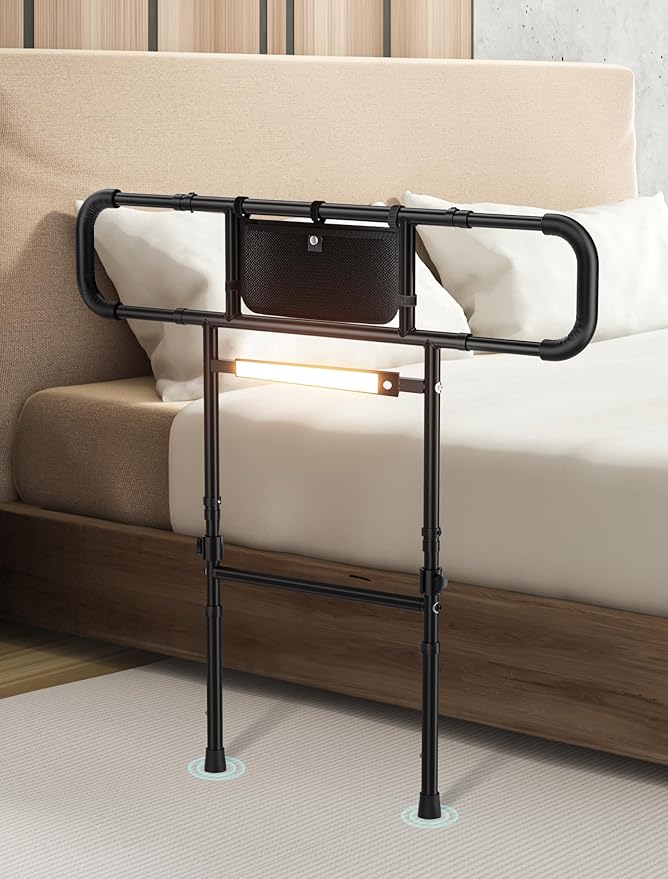 FORTEMOTUS LED Motion Sensor Lights for Bed Rails, Indoor Under Cabinet Kitchen, Stairs, 3-Colors Dimmable, Magnetic Replacement or Extra Light for Bed Rails for Adults Elderly