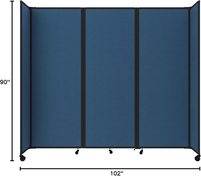 Versare Room Divider 360 Portable Wall Partition | Folding Panels | Large Freestanding Divider | Locking Wheels | Temporary Room Separator