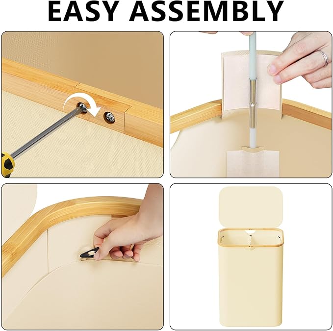 SpaceAid Double Laundry Hamper 2 Section with Lid and Removable Laundry Bags, 160L Clothes Basket with Bamboo Handles, Large Collapsible Hamper for Bedroom, Bathroom, Dorm, Laundry Room - Beige