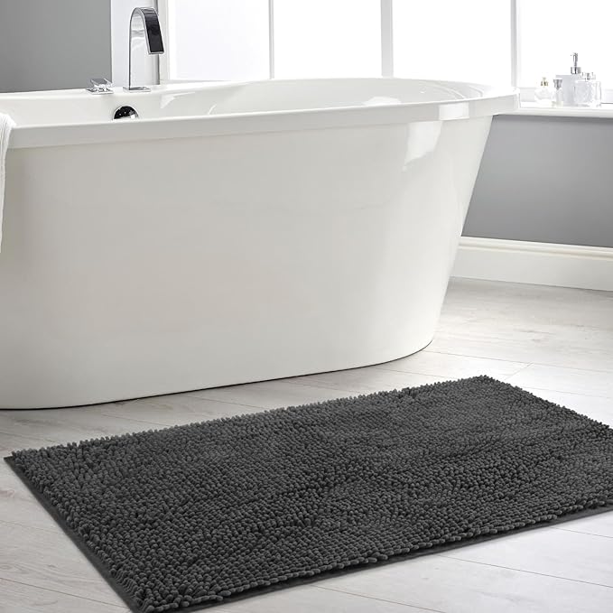 Dog Door Mat for Muddy Paws, 60" x 36" Chenille Absorbent Front Door Mat Inside, Large Runner Mud Mat for Dogs, Trap Dirt Washable Non Slip Outdoor Indoor Entrance Doormats, Grey