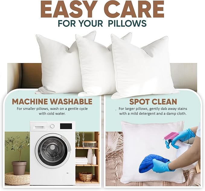 Pillowflex Synthetic Down Alternative Pillow Inserts for Shams - Comfy Pillows for Sleeping, Perfect Pillow & Best Sleeping Pillows, Handmade Down Alternative Throw Pillow Inserts - (19x19 Set of 2)