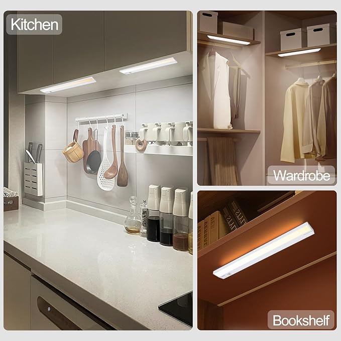 Ansen 4Packs of Under Cabinet Lighting Hardwired, 12IN 10W 666LM, Dimmable Led Light for Kitchen/Bar/Closet, CRI>92, R9>90, 3 Color Temperature, 3000K/4000K/5000K(Warm White, Cool White, Daylight)