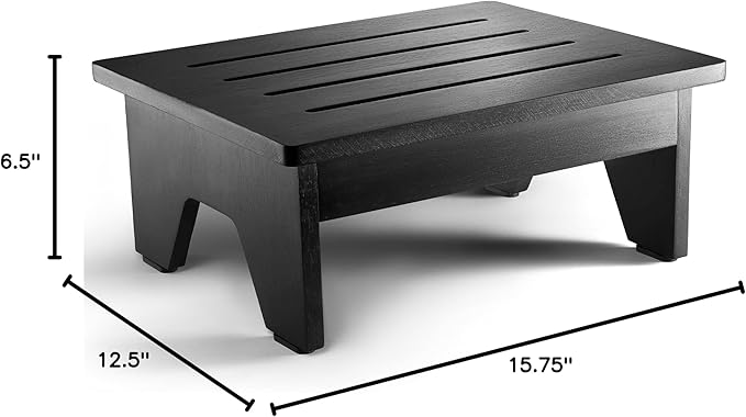Holana 6.5" Wooden Step Stool for Adults (No Assemble Required)- 500 Lbs One Step Stools for High Bed Riser - Small Stepping Stool for Elderly, Seniors, Kid/Bathroom, Bed, Kitchen (Black)