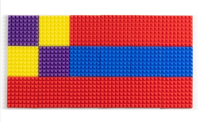 Sonicism Acoustic Panels Self-Adhesive Pyramid 12 Pack,12" X 12" X 1" Sound Proof Foam Panels for walls,35kg/m³High Density Soundproof Wall Panels Fast Expand,Sound Absorption&Decoration(Black/Yellow)