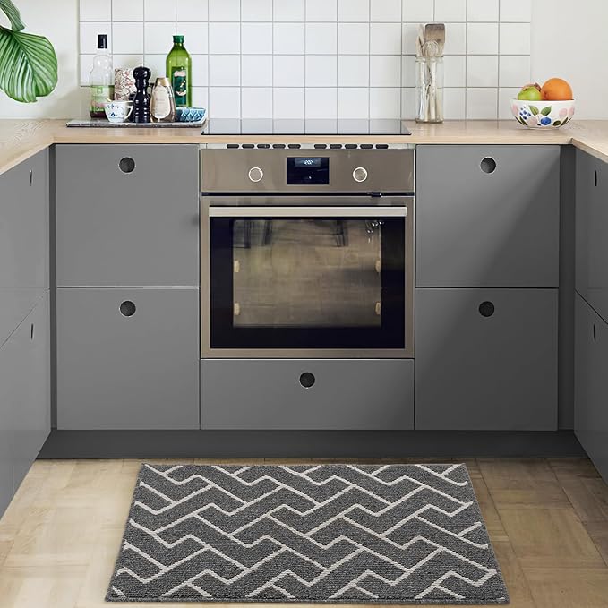 hicorfe Indoor Doormat,Front Back Door Mat Rubber Backing Non Slip Door Mats 20"x31.5" Absorbent Resist Dirt Entrance Doormat Inside Floor Mats for Entryway Washable Low-Profile(Silver Grey)