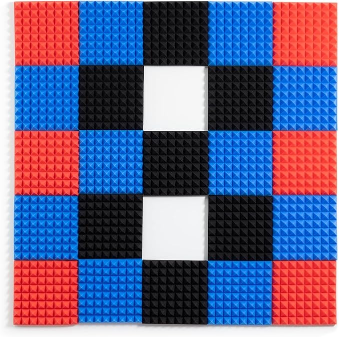 Sonicism Soundproof Wall Panels Self-Adhesive Pyramid 12 Pack,2" X 12" X 12" Acoustic Panels High Density Sound Proof Foam Panels for walls Fast Expand,Sound Absorption & Decoration(Blue)