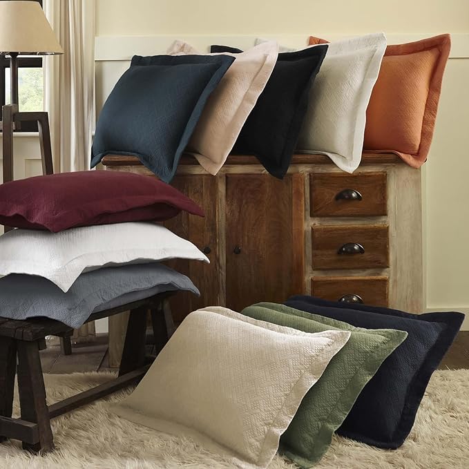 Superior 3 Piece Basketweave Cotton Bedspread Set, Home Bed Decor, Decorative Bed Spread, 2 Pillow Shams, Medium Weight Blanket, Matelasse Coverlet Bedding, Geometric Lattice Pattern, Queen, Black