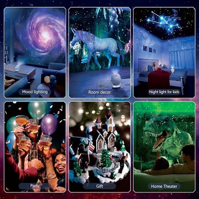 3D Galaxy Projector Star Projector, Planetarium Projector Night Light with Bluetooth Speaker for Bedroom Decor, 90 Dynamic Scenes, Relaxing Ambience & Ceiling Stars for Christmas Gifts,New Year Gift
