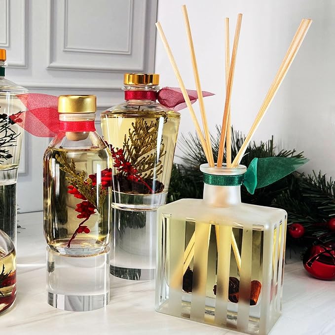 LOVSPA Reed Diffuser Set, Black Amber Scented Oil Diffuser with Sticks, Home Fragrance Accessories for Bathroom Shelf Decor, Aroma Diffusers for Home or Office Fall Decor, USA Made