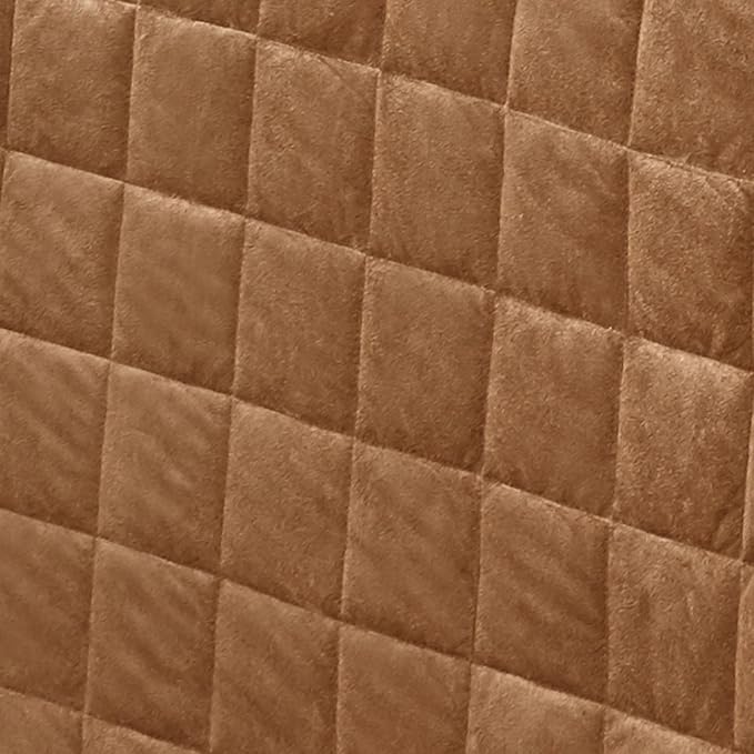 Touch of Class Camden Luxury Bedding | Neutral Camel Color | Grande Fitted Bedspread | Faux Suede Box Quilted Design | Designed 3 Piece Set Includes Cal King Bedspread and 2 King Shams