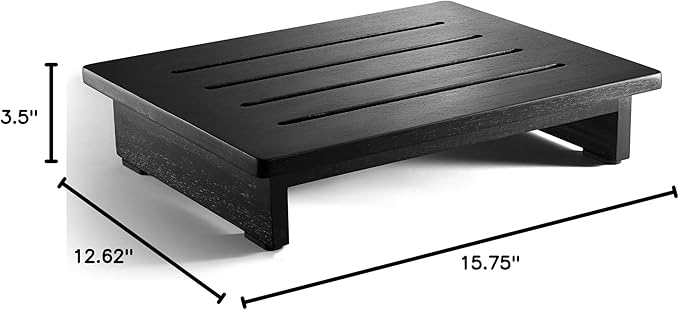 Holana 3.5" Wooden Step Stool for Adults (No Assemble Required)- 200 Lbs One Step Stools for High Bed Riser - Small Stepping Stool for Elderly, Seniors, Kid/Bathroom, Bed, Kitchen (Black)