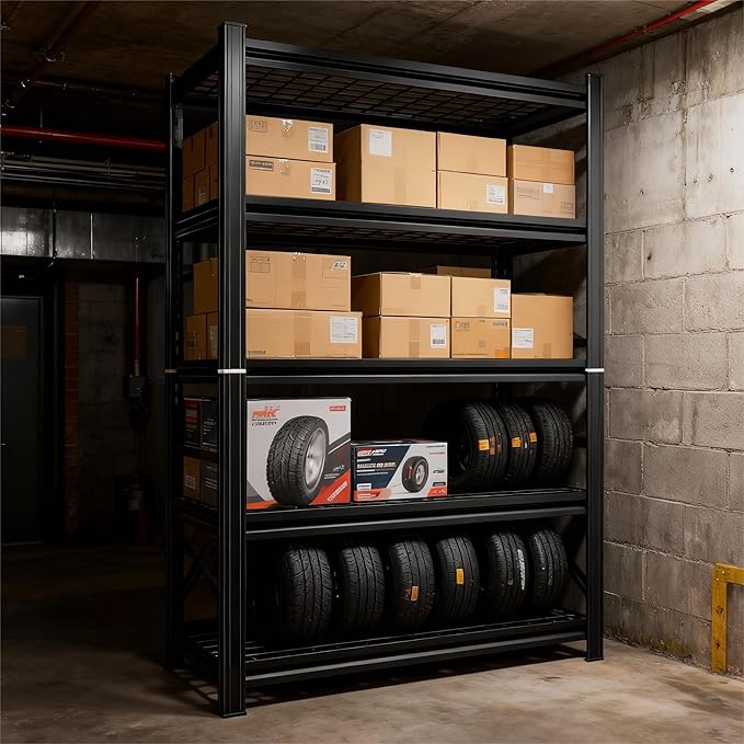 48''W Wire Garage Metal Shelving, 3020 Lbs Heavy-Duty Garage Storage Shelves, 5-Tier Adjustable Reinforced Shelves for Laundry Rooms, Basements, Kitchens&Outdoor (48''W*24''D*72''H)