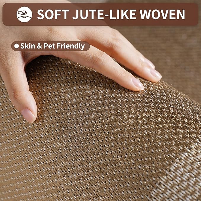 Kitchen Mats for Floor, Super Absorbent Kitchen Rugs Non Slip Washable, Soft Linen Braided Kitchen Runner Rug, Standing Mat Kitchen Sink Mat, Easy to Clean, Brown 17x47