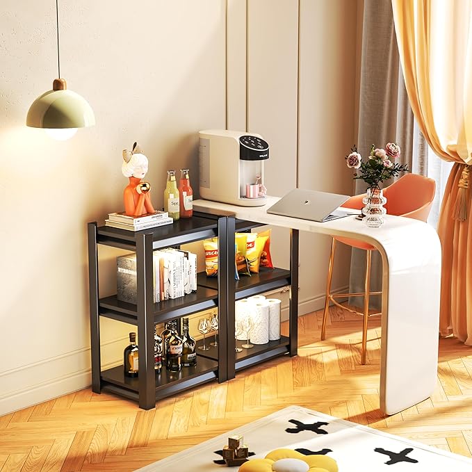 Storage Shelves, Garage Metal Shelving Unit, Adjustable, Double-Layer Column with Reinforced Ribs, Heavy-Duty, Capable of Bearing 600-3600 lbs (Black, 32 * 32 * 12, 3-Tier)