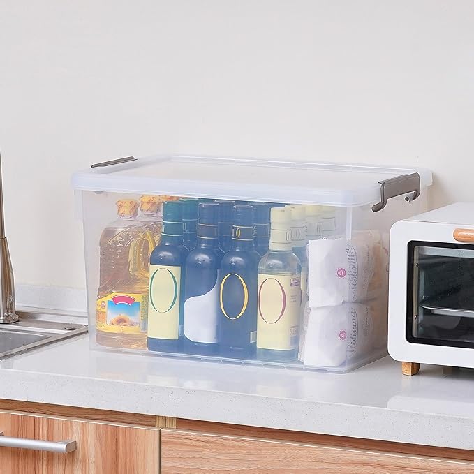 Citylife 48 Qt. Plastic Storage Bins with Lids Large Stackable Storage Containers for Organizing Clear Durable Storage Box, 4 Pack