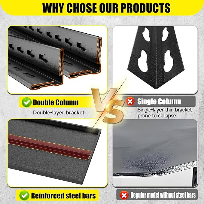 Storage Shelves, Garage Metal Shelving Unit, Adjustable, Double-Layer Column with Reinforced Ribs, Heavy-Duty, Capable of Bearing 600-3600 lbs (Black, 77 * 45 * 18, 5-Tier)