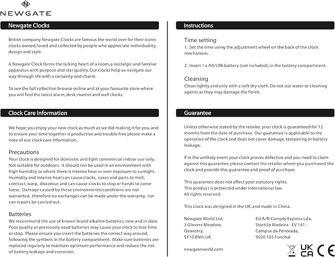 NEWGATE® Q Mantel Clock | Modern Classic Round Mantel Clock | Black | Contemporary Style for Mantel, Desk, Table, Shelf or Bedside