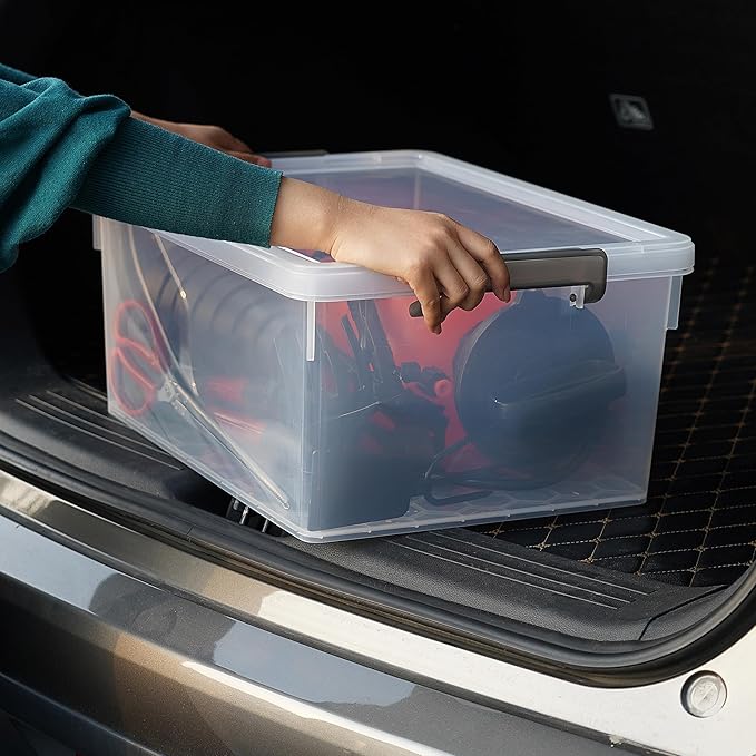 Citylife 33 Qt. Plastic Storage Bins with Lids Large Stackable Storage Containers for Organizing Clear Durable Storage Box, 4 Pack