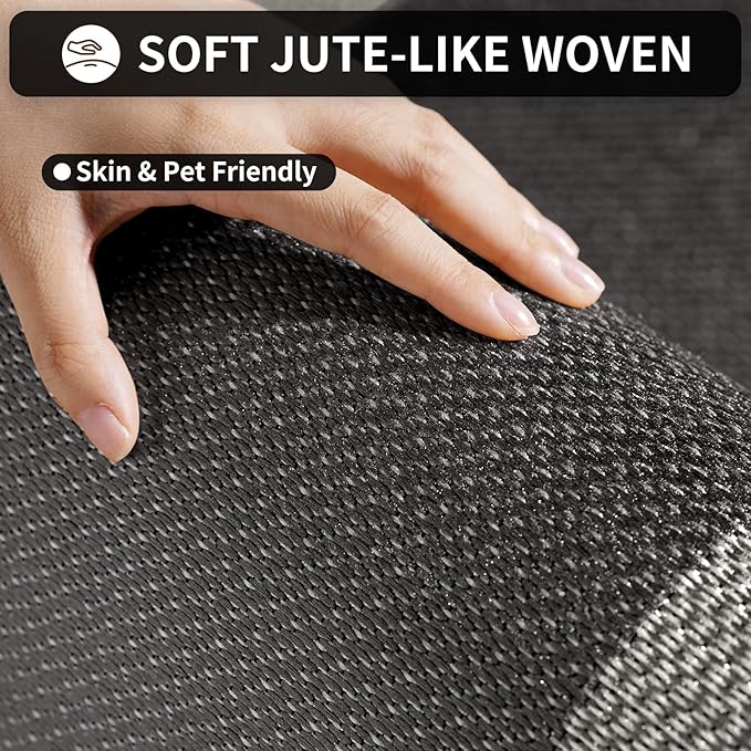 Kitchen Mats for Floor, Super Absorbent Kitchen Rugs Non Slip Washable, Soft Braided Kitchen Runner Rug, Standing Mat Kitchen Sink Mat, Easy to Clean, Black 17x47