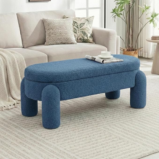 Ottoman with Storage, Large Foot Rest Ottoman Storage Bench,End of Bed Bench,Upholstered Seating,for Entryway, Hallway, Living Room,Bedroom (Navy)