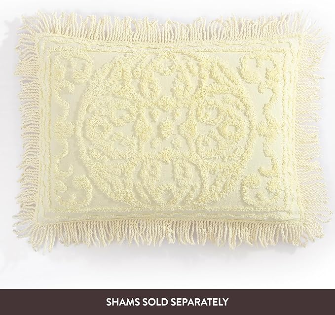 Beatrice Home Fashions Medallion Chenille Bedspread, Full, Yellow