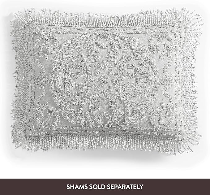 Beatrice Home Fashions Medallion Chenille Bedspread, Twin, Gray