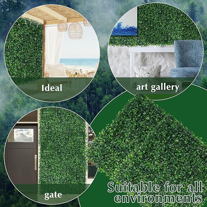Ogrmar 24 PCS 20"x20" Artificial Boxwood Panels Topiary Hedge Plant, Privacy Hedge Screen UV Protected Suitable for Outdoor, Indoor, Garden, Fence, Backyard and Décor (24, 20"x 20")