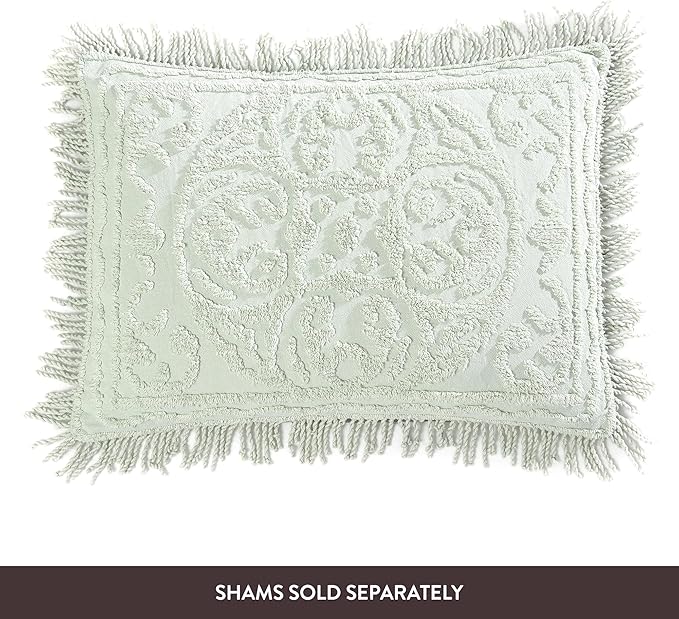 Beatrice Home Fashions Medallion Chenille Bedspread, Twin, Sage