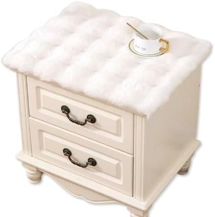 Nightstand Dust Cover Bedside Table Mat lint-White