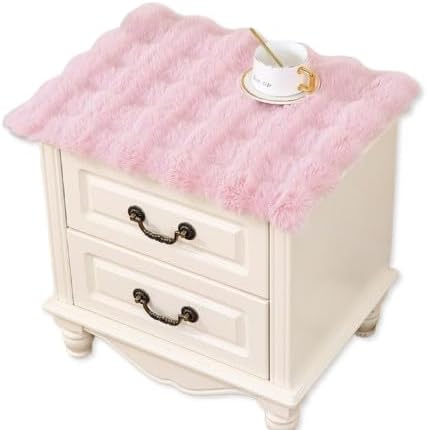 Nightstand Dust Cover Bedside Table Mat lint-Pink