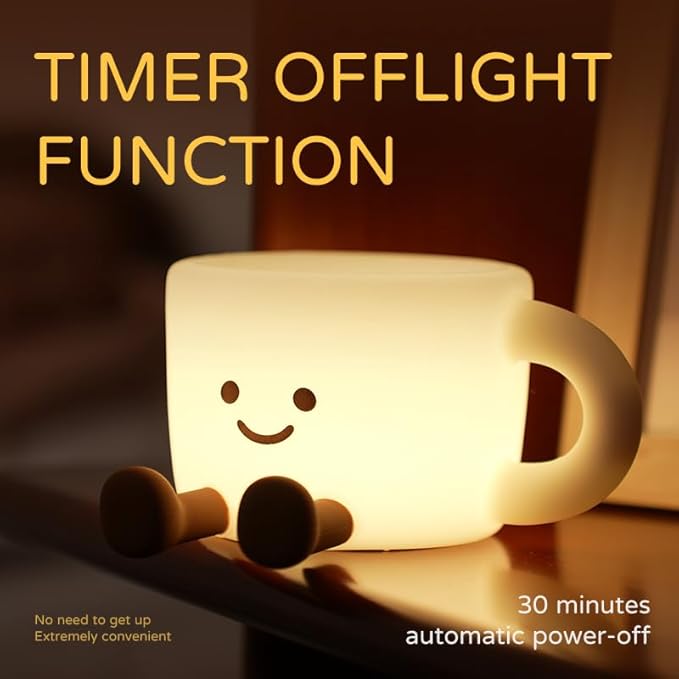 QANYI Coffee Cup Night Light, Gifts for Coffee Lovers, Rechargeable Dimmable Color Changing Night Lamp, Soft Silicone Cute Desk Lamp with Touch Control, Funny Gag Birthday Gifts for Women