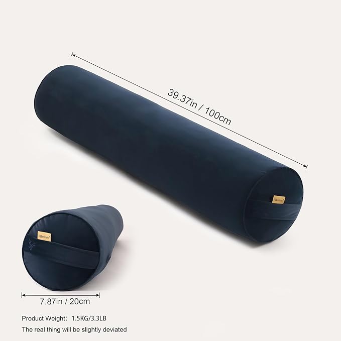 Long Round Body Pillow for Adults – Bolster Pillow for Bed, Cervical Roll Pillow, Firm Support for Sleeping,39.37 x 7.87 Inches,Teal Blue