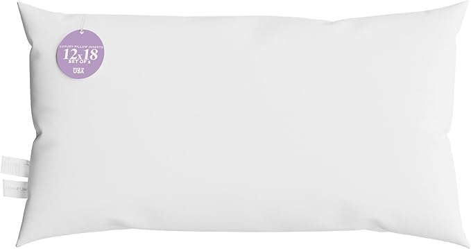 12x18 Lumbar Pillow by Looms and Linens with Down Alternative Rectangle Throw Pillow - USA Made Lumbar Pillow 18 x 12 Pack of 1