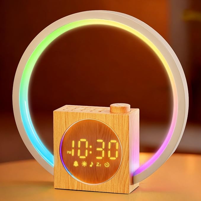 Sunrise Alarm Clock, White Noise Sound Machine, Alarm Clocks for Bedrooms with 12 Color Ambient Nightlight, White Noise Machine with 30 Soothing Sounds, Gifts for Adults, Kids, Couples, and Friends