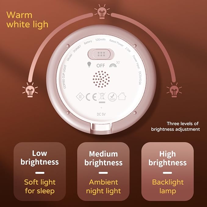 QANYI Coffee Cup Night Light, Gifts for Coffee Lovers, Rechargeable Dimmable Color Changing Night Lamp, Soft Silicone Cute Desk Lamp with Touch Control, Funny Gag Birthday Gifts for Women