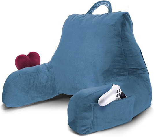 Nestl Reading Pillow for Kids & Teens with Shredded Memory Foam, Backrest Pillows for Reading, Watching, and Gaming, Use on the Couch, Bed, or Floor, Adjustable Support with Washable Cover Blue Heaven