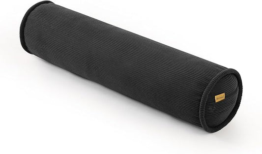 Long Round Body Pillow for Adults – Corduroy Cervical Roll Bolster Pillow, Firm Support for Spine Alignment & Side Sleeping,39 x 7.87 Inches,Lamp Black