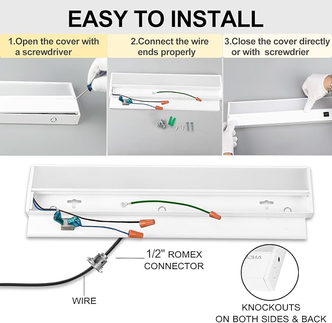 Ansen 4Packs of Under Cabinet Lighting Hardwired, 12IN 10W 666LM, Dimmable Led Light for Kitchen/Bar/Closet, CRI>92, R9>90, 3 Color Temperature, 3000K/4000K/5000K(Warm White, Cool White, Daylight)