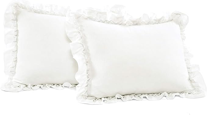 Lush Decor Ella Ruffle Lace Comforter, 3 Piece Set, Full/Queen, White - Cute Comforter - Queen Bedding Set - White Bedding Full Size - Coquette Decor - Ruffle Trim - Lace Trim