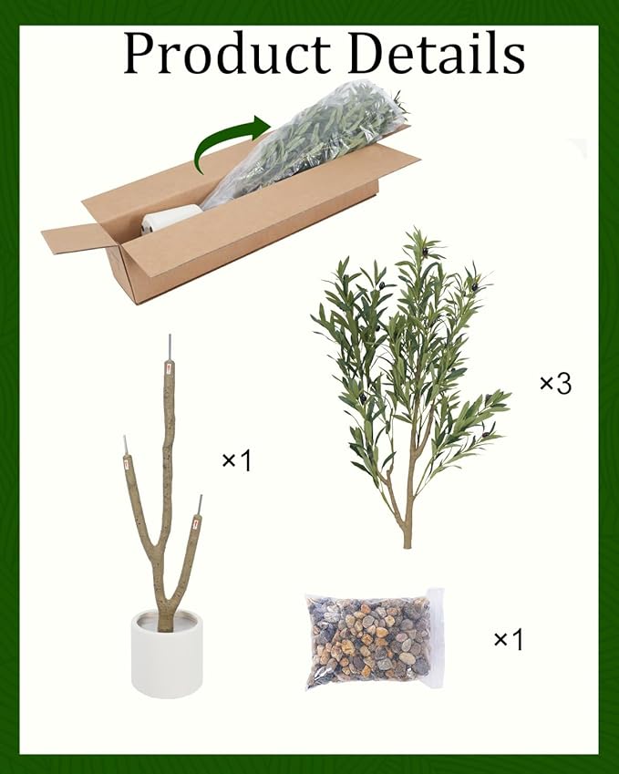 Olive Tree 8FT Fake Tree Faux Plants Indoor with Pot Artificial Tree Nearly Natural Olive Branches and Fruits for Living Room Home Office Decorations